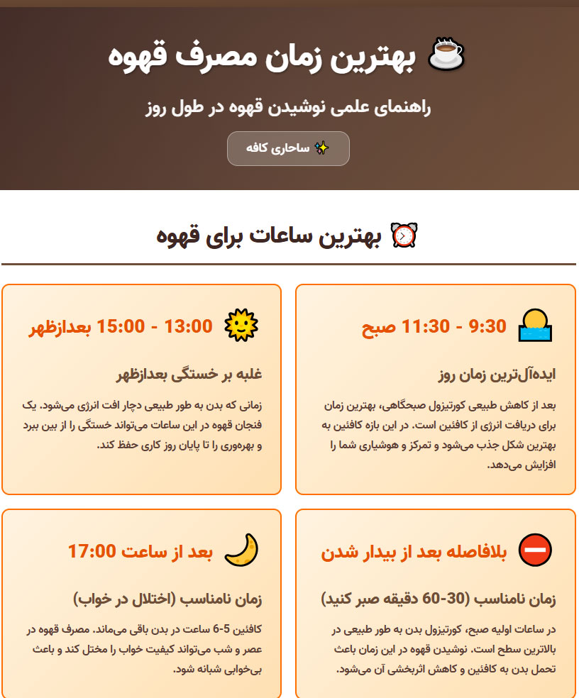 6788 بهترین زمان مصرف قهوه